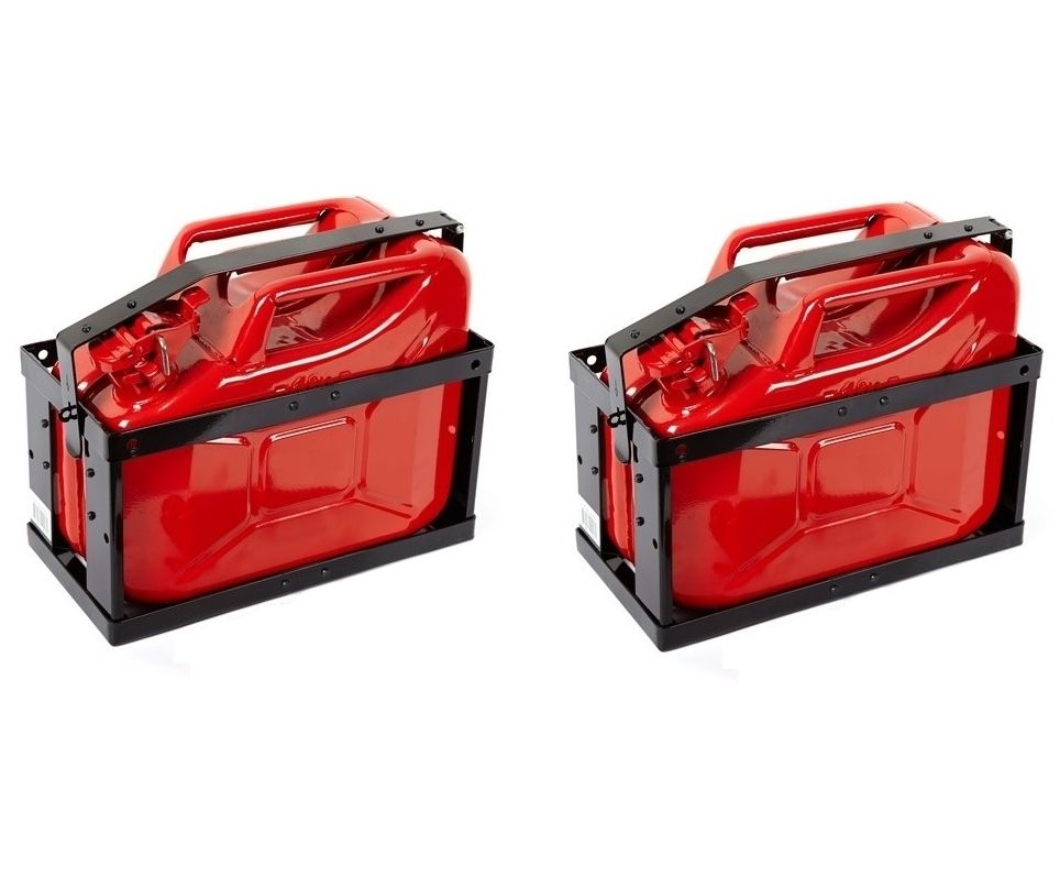 LOT of 2 New Red NATO 10 Liter Jerry Can 10L + 2 Vehicle Mounts Army